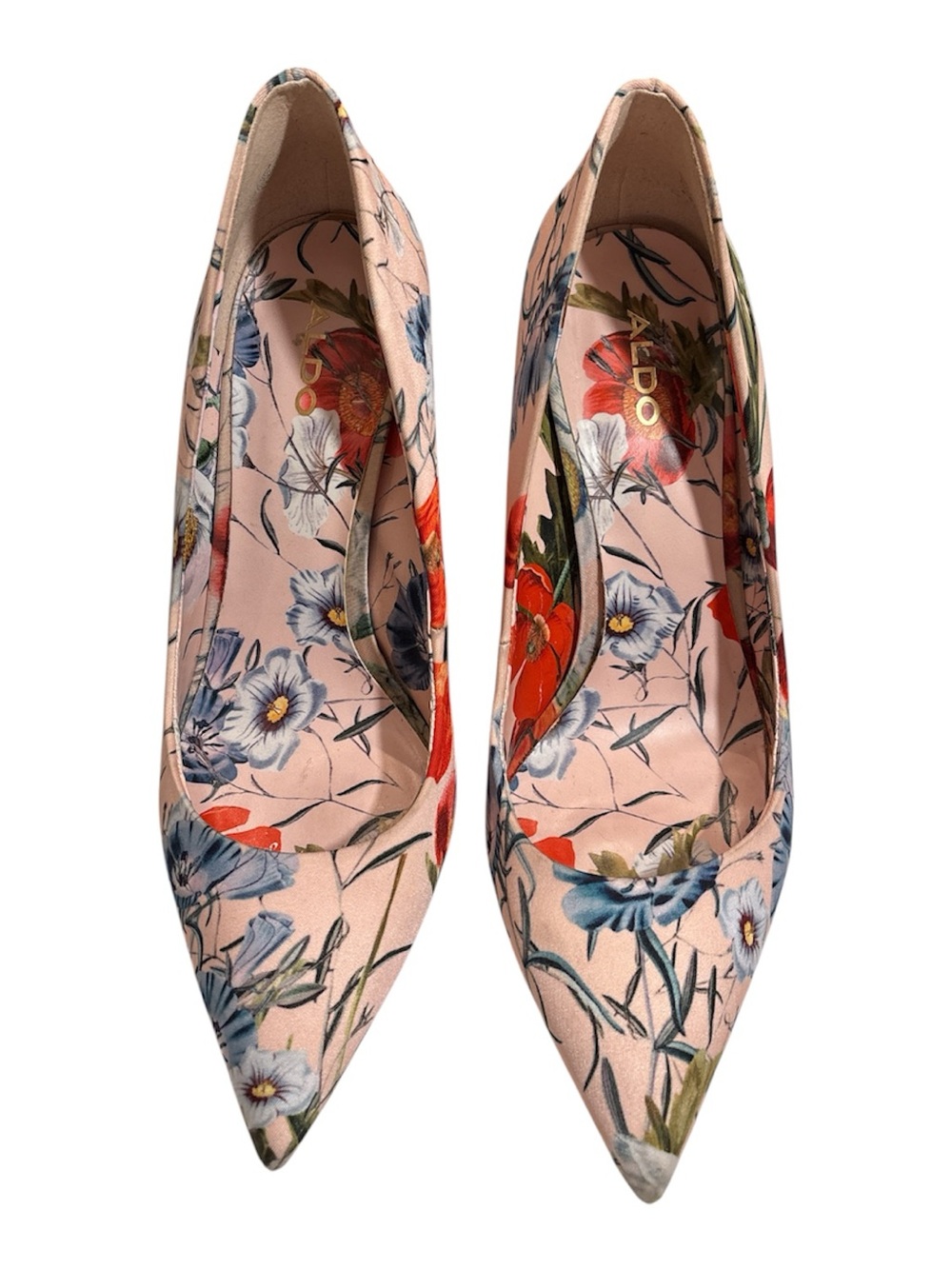 ALDO Pink Floral Pointed-Toe Pumps with Multicolor Blooms